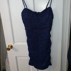 Lace & Sequin Navy Dress